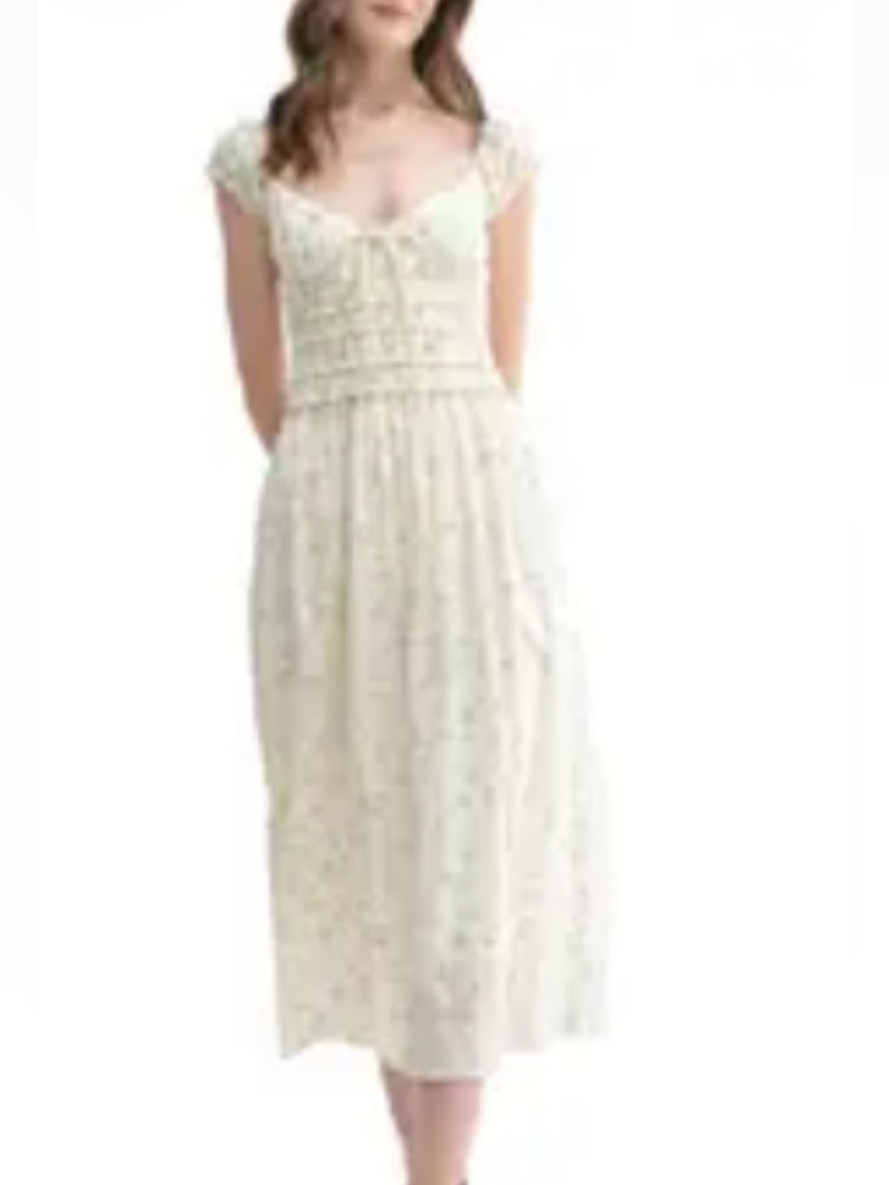All in Favor Cream Floral Midi Dress